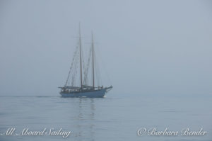 Schooner appears out of fog San Juan Island