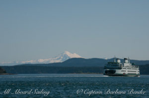 Washington State Ferry with Mt Baker