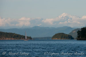 Sailing down Wasp Pass to Mount Baker