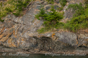 Weathered layered rocks, Flattop Island