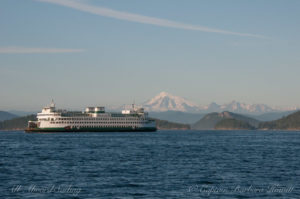 Washington State Ferry with Mt Baker