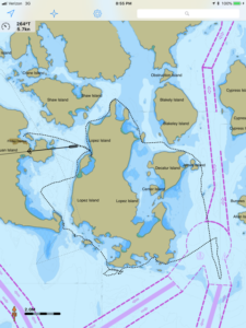 Route Map 7/25 sailing San Juan Islands