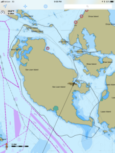 Sailing San Juan Islands Route Map 7-29-18