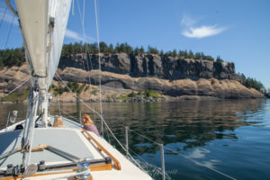 Sailing towards Waldron Island