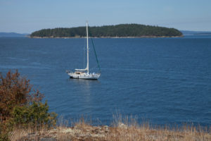 Peniel at anchor off Yellow Island