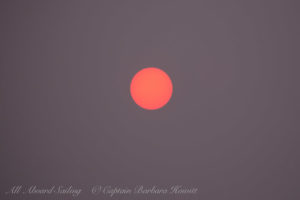 Sunset for forest fire haze