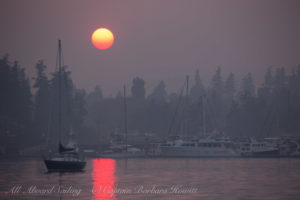 Forest Fire haze at sunest over Friday Harbor