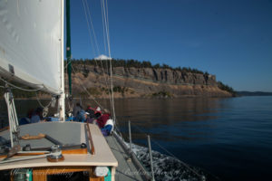 Sailing towards Waldron Island