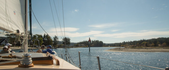 Short sail venturing into Fishermans Harbor